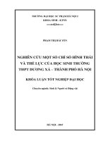 Nghiên cứu một số chỉ số hình thái và thể lực của học sinh trường THPT dương xá   thành phố hà nội