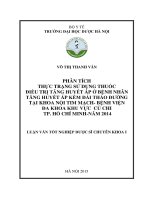 Phân tích thực trạng sử dụng thuốc điều trị tăng huyết áp ở bệnh nhân tăng huyết áp kèm đái tháo đường tại khoa nội tim mạch bệnh viện đa khoa khu vực củ chi TP  hồ chí minh   năm 2014