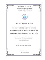 Ứng dụng mô hình CAPM và mô hình fama french để dự báo tỷ suất sinh lời chứng khoán ngành thủy sản việt nam