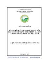 Đánh giá thực trạng công tác đấu thầu giá quyền sử dụng đất ở trên địa bàn thành phố hà tĩnh, tỉnh hà tĩnh 