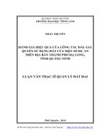 Đánh giá hiệu quả của công tác đấu giá quyền sử dụng đất của một số dự án trên địa bàn thành phố hạ long, tỉnh quảng ninh 