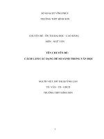 CÁCH làm các DẠNG đề SO SÁNH TRONG văn học 