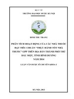 Phân tích hoạt động của các nhà thuốc đạt tiêu chuẩn  thực hành tốt nhà thuốc GPP trên địa bàn thành phố thủ dầu một, tỉnh bình dương năm 2014