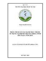 Phân tích cơ cấu danh mục thuốc sử dụng tại bệnh viện đa khoa tỉnh bắc kạn, năm 2014