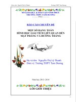 MỘT số DẠNG TOÁN HÌNH học GIẢI TÍCH LIÊN QUAN đến mặt PHẲNG và ĐƯỜNG THẲNG 