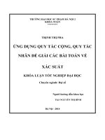 Ứng dụng quy tắc cộng, quy tắc nhân để giải các bài toán về xác suất