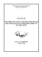 KẾT hợp SÁNG tạo các PHƯƠNG PHÁP để GIẢI một số bài tập vô cơ NHẰM PHÁT TRIỂN tư DUY học SINH 