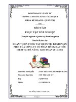 Đề tài Hoàn thiện công tác quản trị kênh phân phối của công ty CP hàng hải tiêu điểm Đà Nẵng