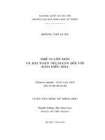 Thế vị lớp đơn và bài toán newmann đối với hàm điều hòa 