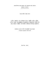 Khoá luận tốt nghiệp toán cấu trúc và tính cực tiểu sắc yếu của tập nghiệm pareto trong tối ưu đa mục tiêu tuyến tính từng khúc 