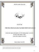 CHUYÊN đề hóa học  PHƯƠNG PHÁP GIẢI bài tập điện PHÂN DUNG DỊCH 