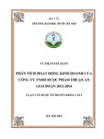 Phân tích hoạt động kinh doanh của công ty TNHH dược phẩm thuận an giai đoạn 2012 2014