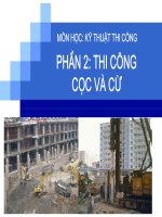 BÀI GIẢNG THI CÔNG CỌC VÀ TƯỜNG CỪ