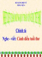 Bài giảng tiếng việt 4 tuần 15 bài chính tả   nghe  viết cánh diều tuổi thơ, phân biệt trch 