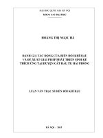 Đánh giá tác động của biến đổi khí hậu và đề xuất giải pháp phát triển sinh kế thích ứng tại huyện cát hải, TP  hải phòng 