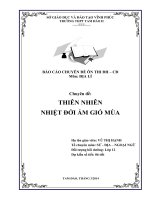 CHUYÊN đề  THIÊN NHIÊN NHIỆT đới ẩm GIÓ mùa 