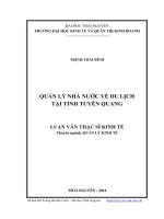Quản lý nhà nước về du lịch tại tỉnh tuyên quang 