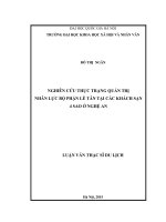 Nghiên cứu thực trạng quản trị nhân lực bộ phận lễ tân tại các khách sạn 4 sao ở Nghệ An
