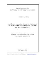 Nghiên cứu ảnh hưởng của chế độ cắt tới chất lượng bề mặt khi tiện tinh thép 9XC bằng dao hợp kim cứng phủ CVD 