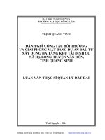 Đánh giá công tác bồi thường và giải phóng mặt bằng dự án đầu tư xây dựng hạ tầng khu tái định cư xã hạ long, huyện vân đồn, tỉnh quảng ninh 