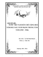 NƯỚC VIỆT NAM dân CHỦ CỘNG HOÀ năm đầu SAU CÁCH MẠNG THÁNG tám năm (1945 – 1946) 