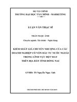 Luận văn thạc sĩ kiểm soát giá chuyển nhượng của các doanh nghiệp có vốn đầu tư nước ngoài trong lĩnh vực dệt may trên địa bàn tỉnh đồng nai 