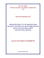 RỦI RO tín DỤNG và các KHUYẾN NGHỊ để NÂNG CAO CÔNG tác QUẢN TRỊ rủi RO tín DỤNG tại NGÂN HÀNG TMCP sài gòn CÔNG THƯƠNG 