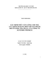xác định mức sẵn lòng chi trả của khách hàng đối với sản phẩm trà ô long tea plus của công ty suntory pepsico