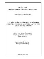 CÁC yếu tố ẢNH HƯỞNG đến QUYẾT ĐỊNH CHỌN NHÀ CUNG cấp sản PHẨM LAPTOP của SINH VIÊN tại TP hồ CHÍ MINH 