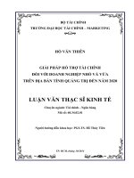 GIẢI PHÁP hỗ TRỢ tài CHÍNH đối với DOANH NGHIỆP NHỎ và vừa TRÊN địa bàn TỈNH QUẢNG TRỊ đến năm 2020 