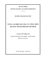 NÂNG CAO HIỆU QUẢ đầu tư CÔNG TRÊN địa bàn THÀNH PHỐ hồ CHÍ MINH 