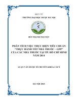 Phân tích việc thực hiện tiêu chuẩn thực hành tốt nhà thuốc   GPP của các nhà thuốc tại thành phố hồ chí minh năm 2014