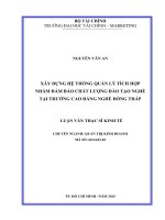 XÂY DỰNG hệ THỐNG QUẢN lý TÍCH hợp NHẰM đảm bảo CHẤT LƯỢNG đào tạo NGHỀ tại TRƯỜNG CAO ĐẲNG NGHỀ ĐỒNG THÁP 