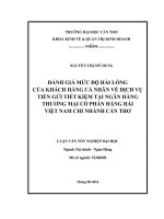 đánh giá mức độ hài lòng của khách hàng cá nhân về dịch vụ tiền gửi tiết kiệm tại ngân hàng thương mại cổ phần hàng hải việt nam chi nhánh cần thơ