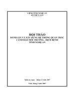 TÀI LIỆU HỘI THẢO ĐÁNH GIÁ VÀ XÂY DỰNG HỆ THỐNG QUAN TRẮC CẢNH BÁO MÔI TRƯỜNG  DNCH BỆNH TỈNH NGHỆ AN