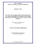 CÁC yếu tố tác ĐỘNG đến sự hài LÒNG của các DOANH NGHIỆP NGOÀI QUỐC DOANH đối với CHẤT LƯỢNG DỊCH vụ CÔNG tại cục THUẾ THÀNH PHỐ hồ CHÍ MINH 