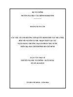 CÁC yếu tố ẢNH HƯỞNG tới QUYẾT ĐỊNH CHO VAY MUA NHÀ đối với NGƯỜI có THU NHẬP THẤP tại các NGÂN HÀNG THƯƠNG mại cổ PHẦN NHÀ nước TRÊN địa bàn THÀNH PHỐ hồ CHÍ MINH 