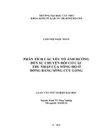 phân tích các yếu tố ảnh hưởng đến sự chuyển đổi cơ cấu thu nhập của nông hộ ở đồng bằng sông cửu long