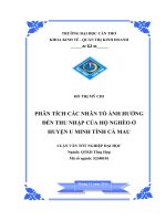 phân tích các nhân tố ảnh hưởng đến thu nhập của hộ nghèo ở huyện u minh tỉnh cà mau