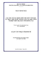 CÁC yếu tố tác ĐỘNG đến THU hút vốn đầu tư TRỰC TIẾP nước NGOÀI vào các KHU CÔNG NGHIỆP TRÊN địa bàn TỈNH ĐỒNG NAI 