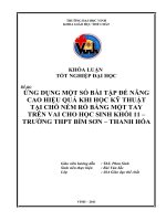 Ứng dụng một số bài tập để nâng cao hiệu quả khi học kỹ thuật tại chỗ ném rổ bằng một tay trên vai cho học sinh khối 11  trường THPT Bỉm Sơn  Thanh Hóa