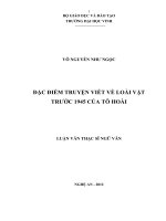 Đặc điểm truyện viết về loài vật trước 1945 của Tô Hoài