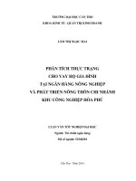 phân tích thực trạng cho vay hộ gia đình tại ngân hàng nông nghiệp và phát triển nông thôn chi nhánh khu công nghiệp hòa phú
