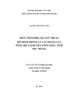 phân tích hiệu quả kỹ thuật mô hình trồng củ cải trắng của nông hộ tại huyện vĩnh châu, tỉnh sóc trăng