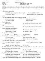 Đề kiểm tra 15 phút sinh học 10 nâng cao