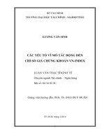 CÁC yếu tố vĩ mô tác ĐỘNG đến CHỈ số GIÁ CHỨNG KHOÁN VN INDEX 