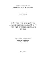 phân tích tình hình quản trị quan hệ khách hàng tại công ty viễn thông viettel chi nhánh cà mau