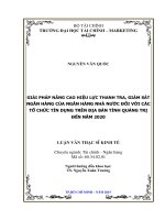 GIẢI PHÁP NÂNG CAO HIỆU lực THANH TRA, GIÁM sát NGÂN HÀNG của NGÂN HÀNG NHÀ nước đối với các tổ CHỨC tín DỤNG TRÊN địa bàn TỈNH QUẢNG TRỊ đến năm 2020 