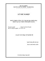 HOÀN THIỆN CÔNG tác THANH TRA KIỂM TRA THUẾ tại cục THUẾ TỈNH KIÊN GIANG 