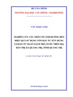 Luận văn thạc sĩ  nghiên cứu các nhân tố ảnh hưởng đến hiệu quả sử dụng vốn đầu tư xây dựng cơ bản từ ngân sách nhà nước trên địa bàn thị xã quảng trị, tỉnh quảng trị 